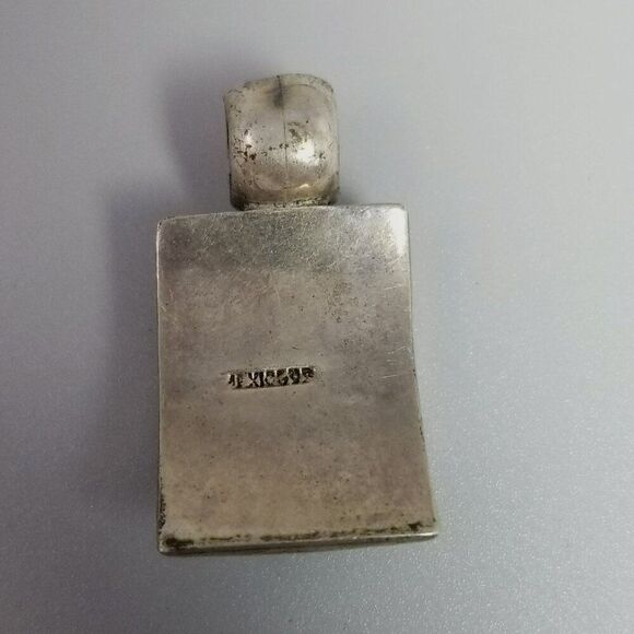 Vintage Mexican Sterling Silver Blue Turquoise Pendant, Curved Shape, Mexico - Picture 4 of 8